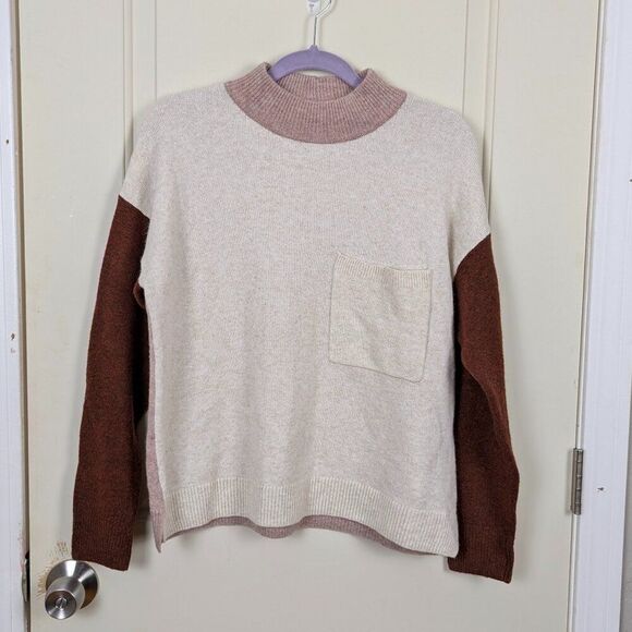 Madewell | Colorblock Mockneck Pocket Sweater Size Small - Picture 1 of 6